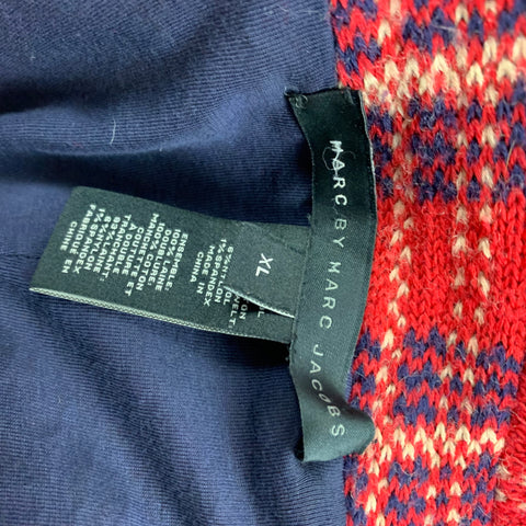 MARC by MARC JACOBS Size XL Red Navy Plaid Wool Biker Jacket