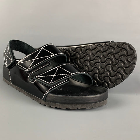 PROENZA SCHOULER x BIRKENSTOCK Size 9 Black White Contrast Stitch Leather Belted Sandals
