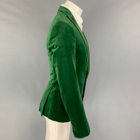 DSQUARED2 Size 36 Green Velvet Cotton Peak Lapel Sport Coat