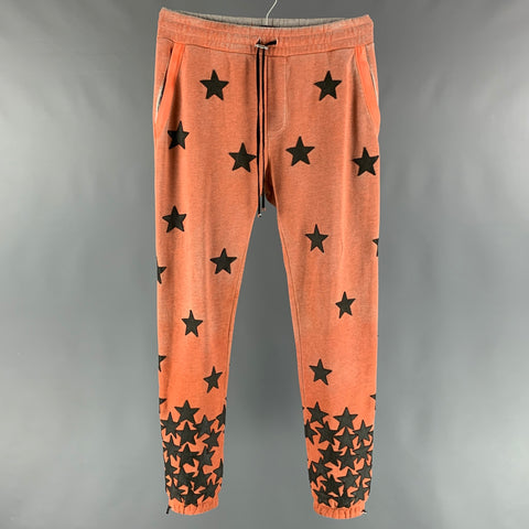 AMIRI Size L Orange Black Applique Stars  Cotton Sweatpants - Casual Pants
