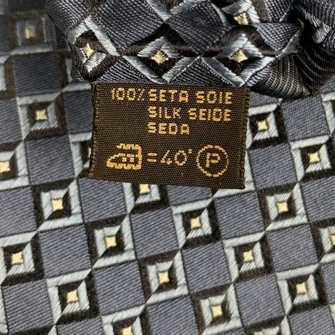 ERMENEGILDO ZEGNA Navy Blue Checkered Silk Tie