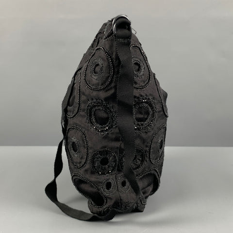 ANN DEMEULEMEESTER Black Embroidered Beaded Cross Body Handbag