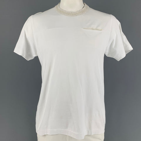 SACAI Size L White Cotton Crew-Neck T-shirt