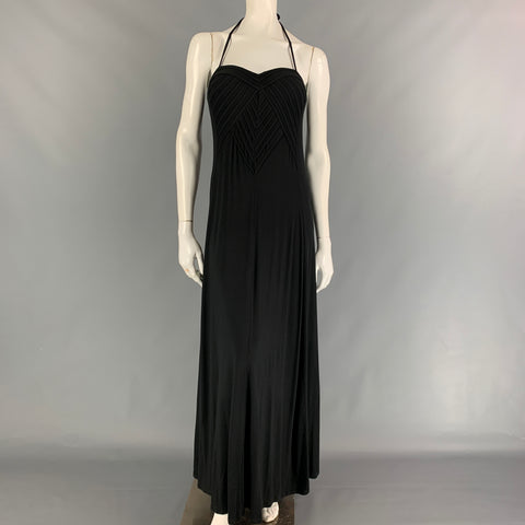 ROBIN PICCONE Talla S Vestido largo halter plisado de nailon negro