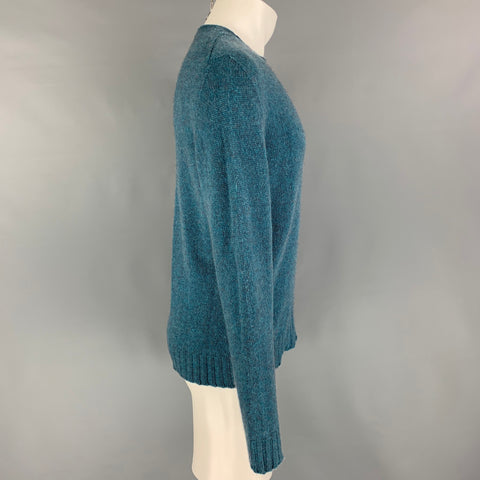 ETRO Taille S Bleu Gris Pull Col Rond En Cachemire Tricoté