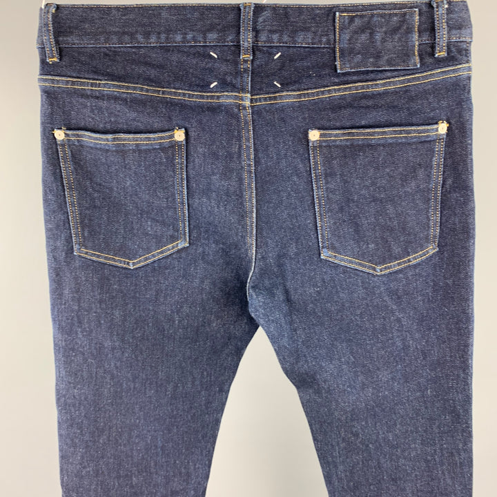 MAISON MARGIELA Size 32 Indigo Contrast Stitch Denim Button Fly Jeans