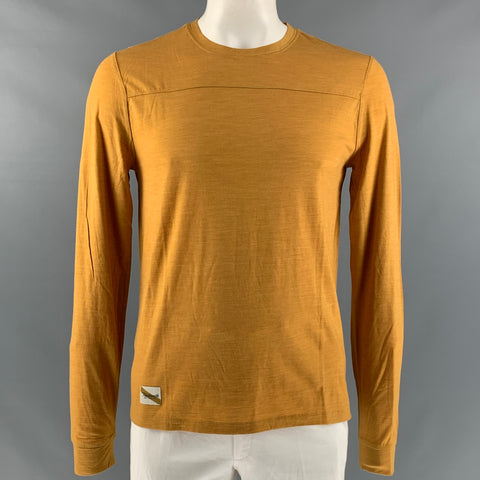TRACKSMITH Taille L T-shirt à col rond en laine et nylon uni moutarde