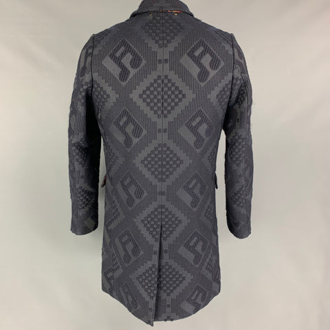 PAUL SMITH Size XL Navy Jacquard Acrylic Blend Snaps Coat
