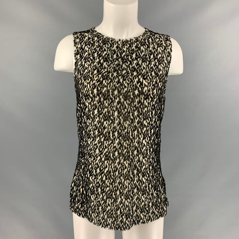 AKRIS Size 6 Black & White Viscose & Silk Blouse