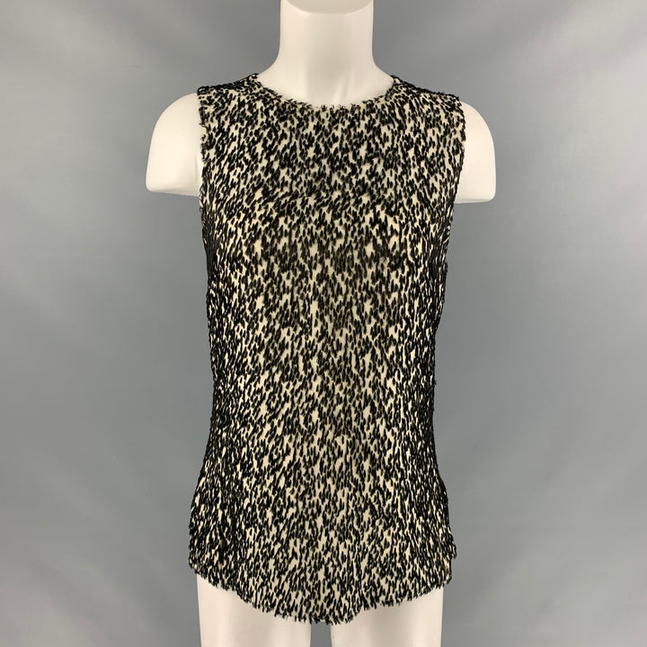 AKRIS Size 6 Black & White Viscose & Silk Blouse