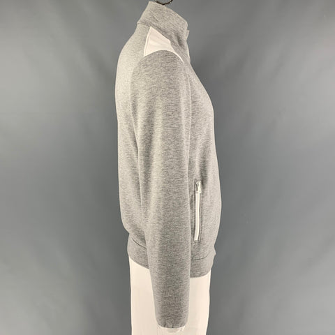 GUCCI Size XL Grey White Color Block Viscose Blend Zip Up Sweatshirt