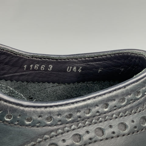 SANTONI Size 8 Navy Perforated Leather Wingtip Lace Up