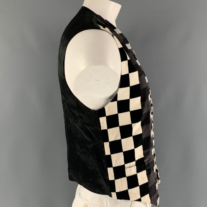 VERSACE JEANS COUTURE Size L Black White Checkered Cotton Vest