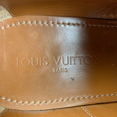LOUIS VUITTON Size 12 Brown Perforated Leather Wingtip Lace Up Shoes