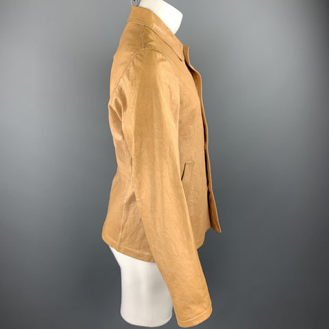JIL SANDER Taille 40 Veste à cordon en cuir vieilli Tan