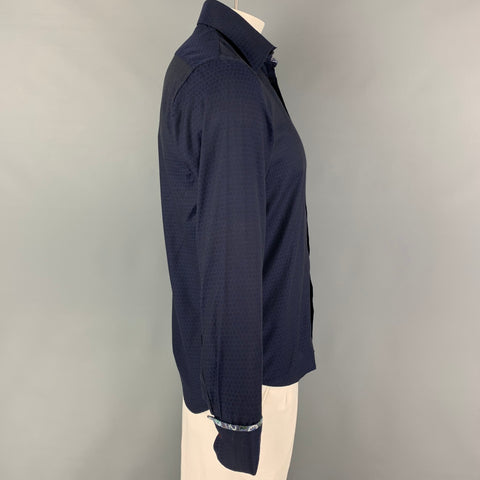 DAGMAR Size M Blue Print Cotton French Cuff Long Sleeve Shirt