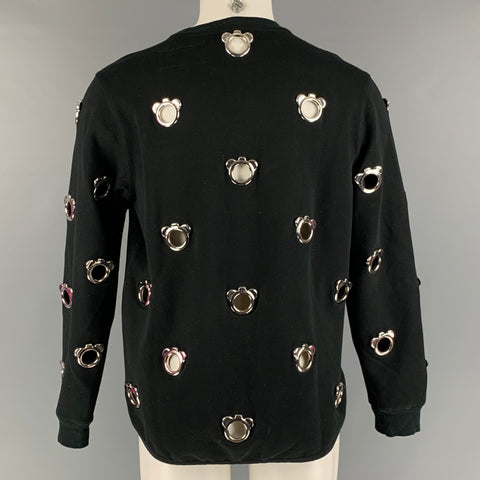 NICOPANDA Size M Black Silver Circles Cotton &  Polyester Cutout Sweatshirt