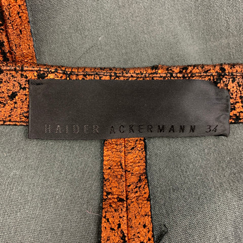 HAIDER ACKERMANN Size S Copper & Black Stretch Crackled Leggings