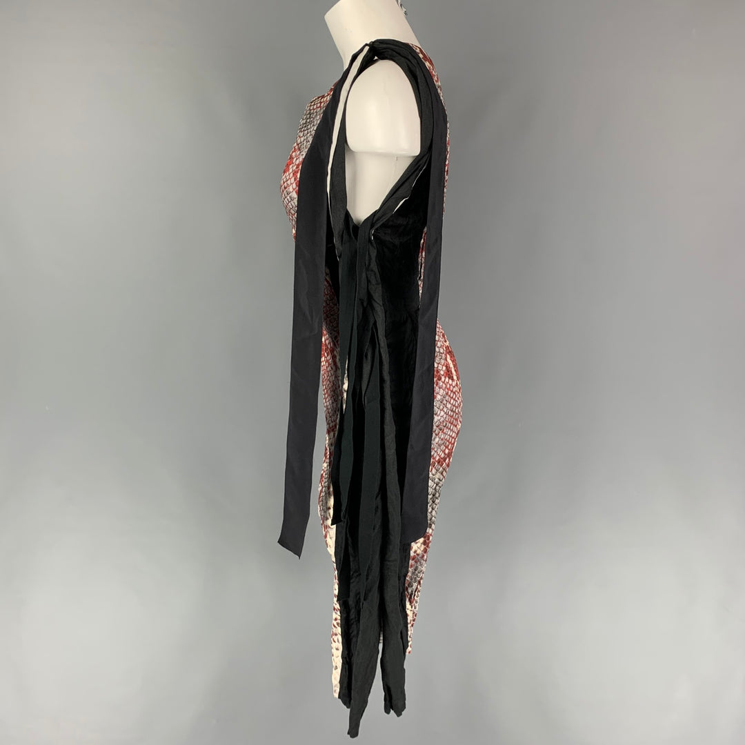 PRADA SS 09 Size 4 Burgundy Black Snake Skin Print Dress Sui Generis Designer Consignment PRADA SS 09 Size 4 Burgundy Black Snake Skin Print Dress Sui Generis Designer Consignment