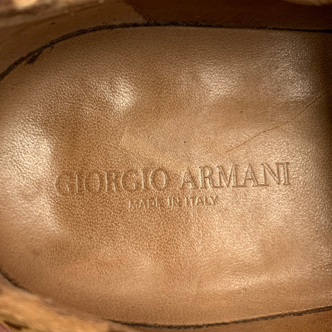 GIORGIO ARMANI Size 8 Tan & Brown Animal Print Leather Cap Toe Lace Up Shoes