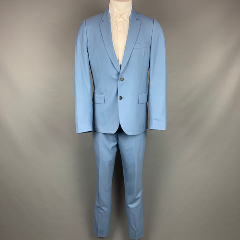 PAUL SMITH Soho Fit Size 40 Regular Light Blue Wool Notch Lapel Suit