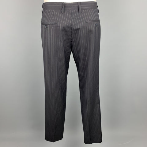 DOLCE & GABBANA Navy Stripe Size 36 Silk / Virgin Wool Notch Lapel Suit