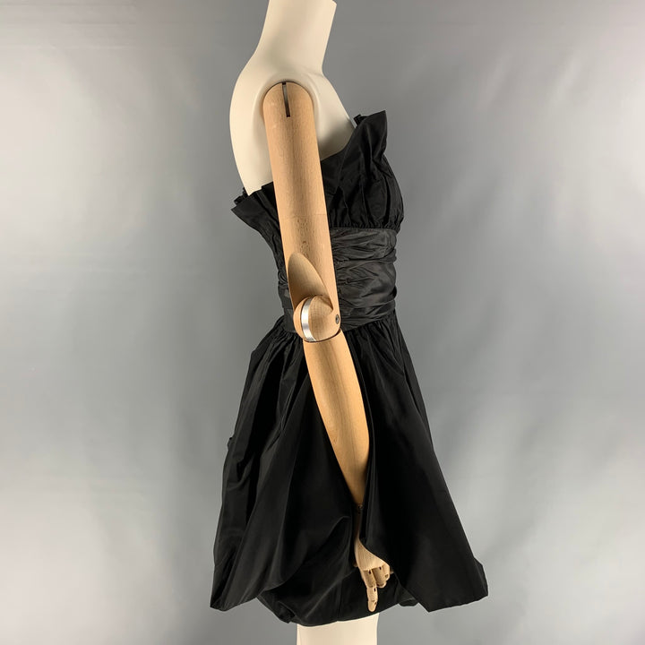 EMPORIO ARMANI Size 4 Black &  Grey Acetate Blend Ruched Dress