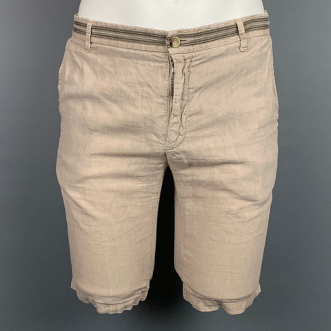 ETRO Talla 32 Pantalón corto de lino arrugado beige