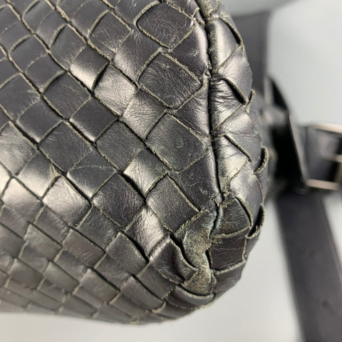 BOTTEGA VENETA Black Woven Leather Cross Body Bags