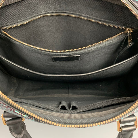 PAUL SMITH Black & Blue Dino Print Coated Canvas Briefcase
