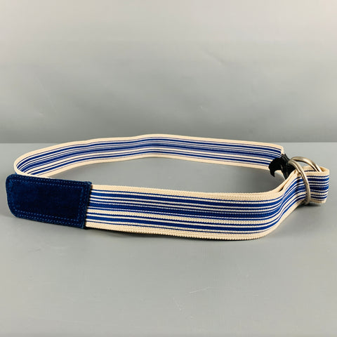 DRIES VAN NOTEN Blue White Stripe Leather Ribbon Belt