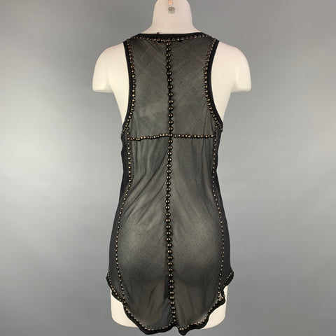 ISABEL MARANT Size 4 Black Studded Chiffon Silk Blouse