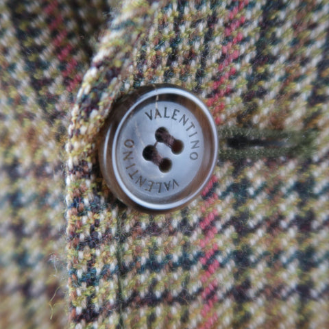 VALENTINO 40 Regular Olive Plaid Wool Sport Coat