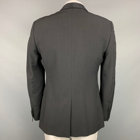 DOLCE &amp; GABBANA Taille 44 Manteau de sport en mélange de polyester à fines rayures noir et gris régulier