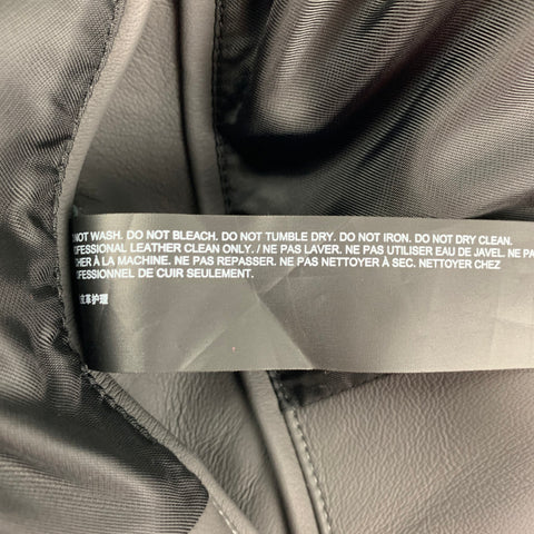 THEORY Size L Slate Leather Zip Up Morvek Jacket