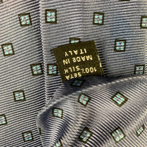 BORRELLI Blue Light Blue Squares Silk Tie