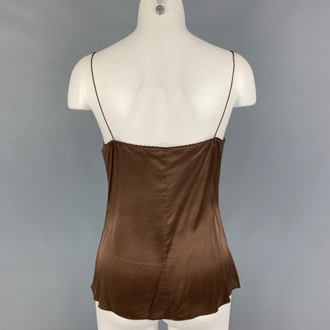 ELIE TAHARI Blusa camisola de seda marrón talla S