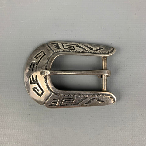 Vintage THOMAS SINGER Sterling Silver Embossed 3 Piece Belt Buckle