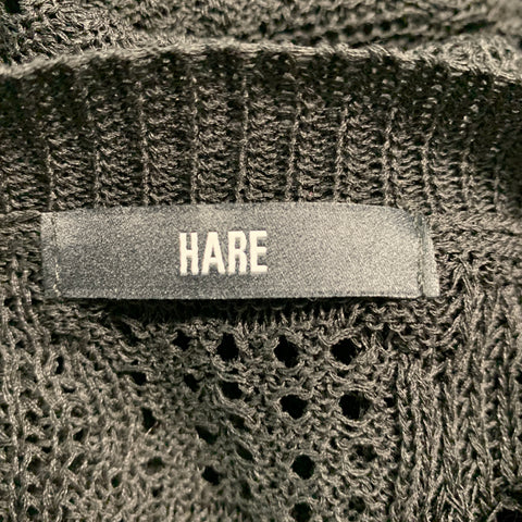 HARE Taille XXL Cardigan à manches courtes en polyester acrylique tricoté noir
