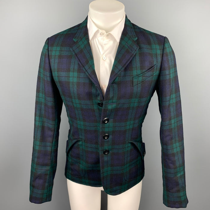 PAUL SMITH Chaqueta con solapa de muesca de lana a cuadros Blackwatch talla S