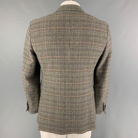 ETRO Size 42 Navy Cream Glenplaid Wool Sport Coat