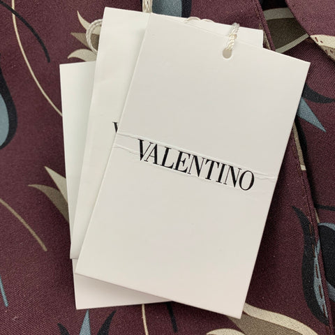 VALENTINO Size 38 Purple & Grey Floral Silk Notch Lapel Sport Coat