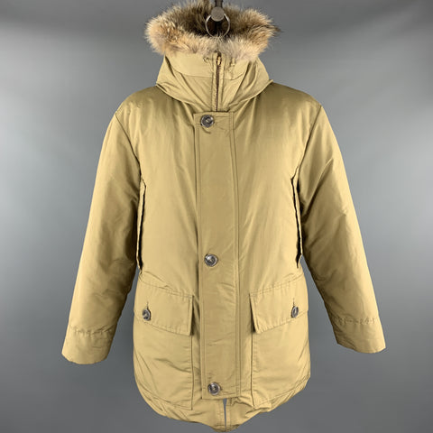 EDDIE BAUER Chaqueta con botones y cremallera de nailon liso color caqui talla L