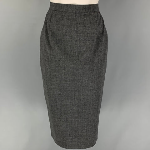 MOSCHINO COUTURE Talla 6 Falda a media pierna de poliamida y lana gris jaspeada