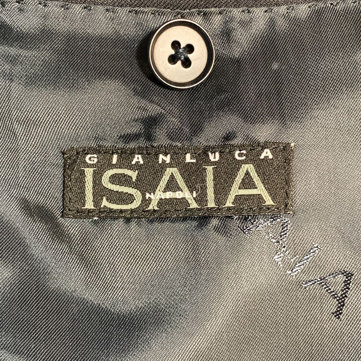 ISAIA 42 Long Black Wool Notch Lapel  Sport Coat
