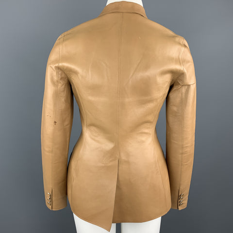 RALPH LAUREN Size 10 Tan Calf Leather Blazer