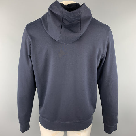 VINCE Chaqueta azul marino de algodón liso con cremallera en el pecho talla L