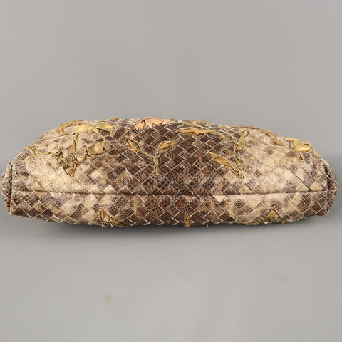 BOTTEGA VENETA Lavorazione Fatta a Aano Taupe Intrecciato Lizard Leather Handbag