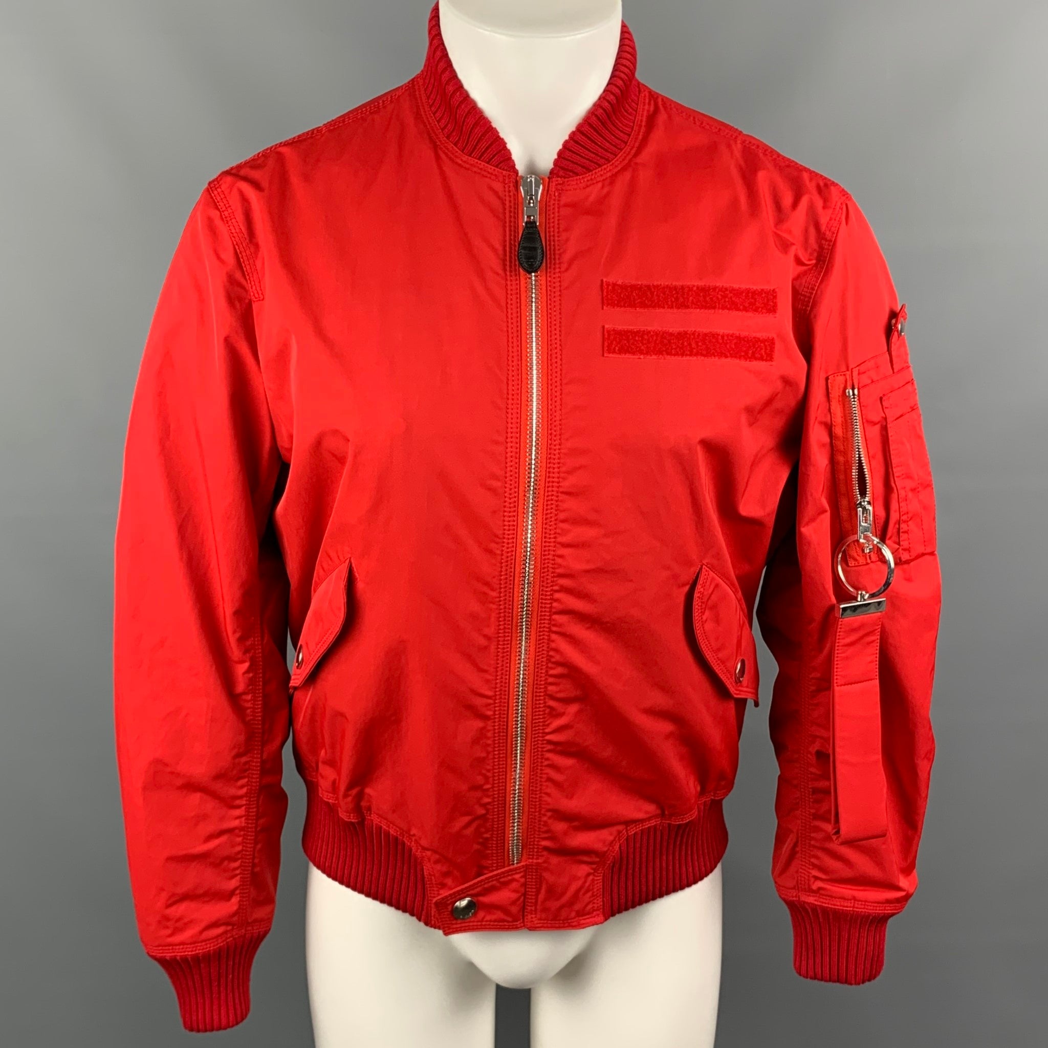 GIVENCHY Size 40 Red Polyester / Cotton Zip Up Bomber Jacket