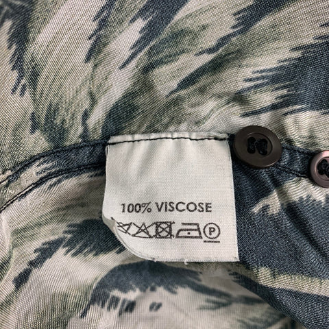 DRIES VAN NOTEN Size 40 Black Olive Print Viscose Short Sleeve Shirt
